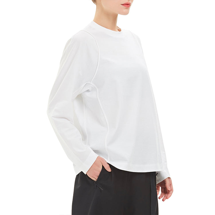 (WMNS) Y-3 Logo Pattern Loose Round Neck Long Sleeves White T-Shirt GK4474
