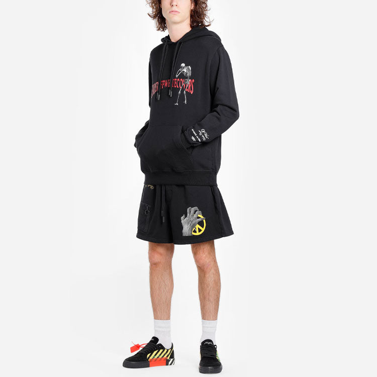 Off-White x UNDERCOVER Crossover Skeleton Printing hooded Long Sleeves Black OMBB046G197620101088