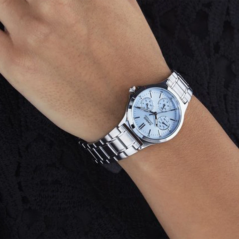Casio Dress Analog Watch 'Light Blue Silver' LTP-V300D-2A