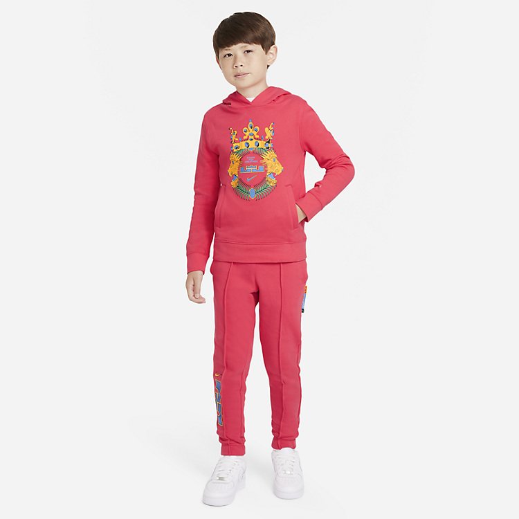 (GS) Nike B NK LBJ PO HOODIE FUSION RED DJ5728-604