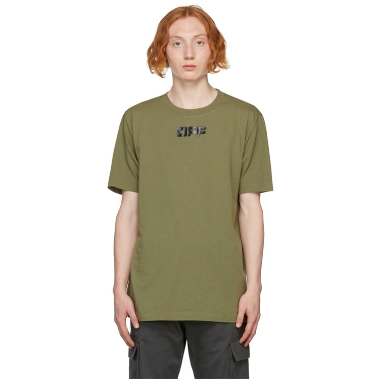 Off-White Logo Printing Round Neck Short Sleeve Ordinary Version Green OMAA027F21JER0035510