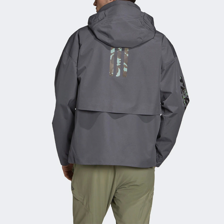 adidas Terrex Myshelter Outdoor hooded Casual Sports Jacket Gray FS7538