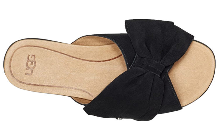 (WMNS) UGG Joanie Platform Slide Bow Black Slippers 1107885-BLK