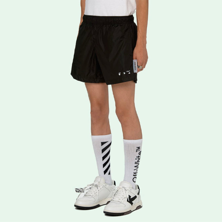 Men's Off-White SS21 Casual Logo Black Shorts OMFA003S21FAB0011001