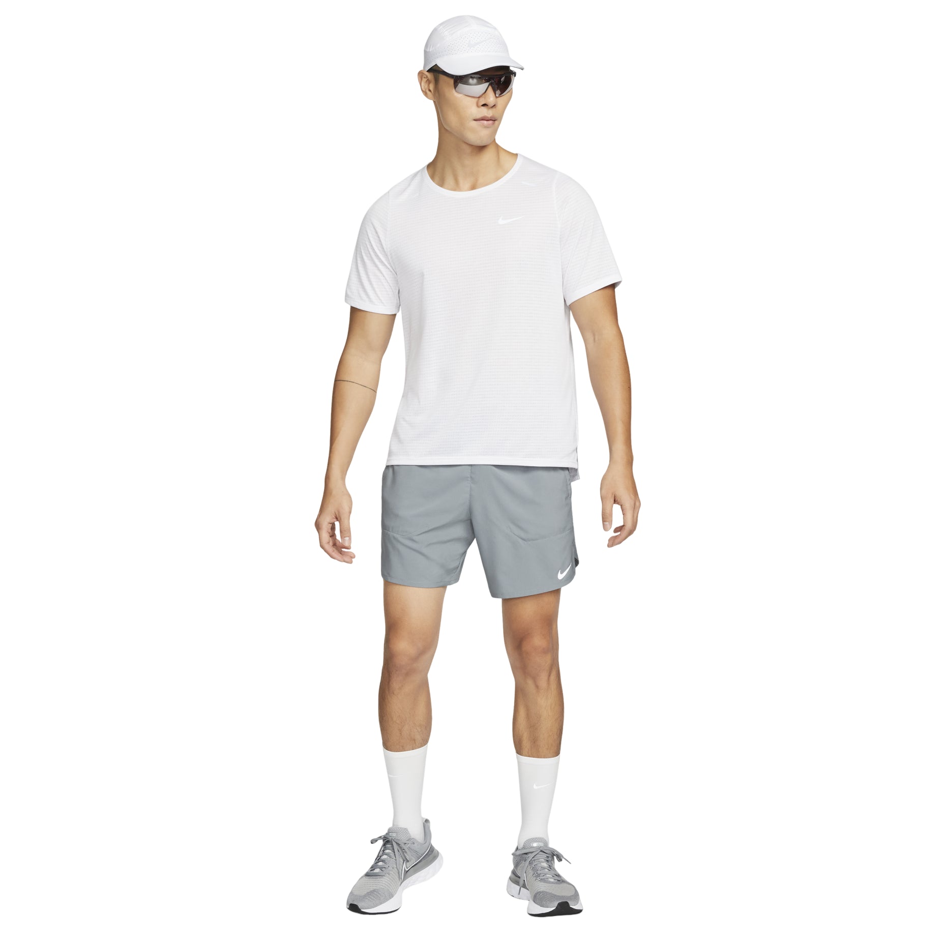 Men's Nike Dri-FIT Solid Color Logo Printing Straight Quick Dry Breathable Sports Shorts Smoke Gray DM4742-084