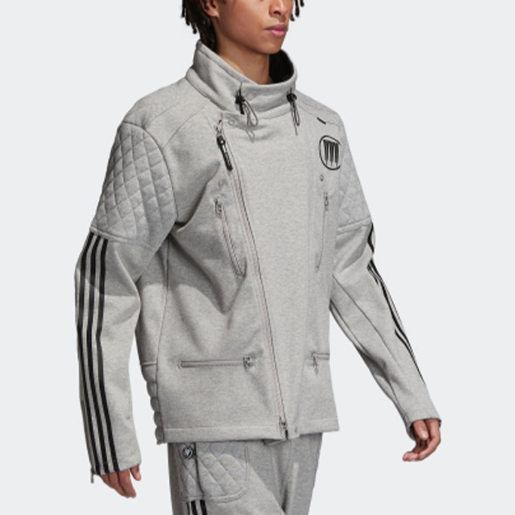 Men's adidas originals Stand Collar Loose Sports Jacket Medium Hemp Grey CD7736