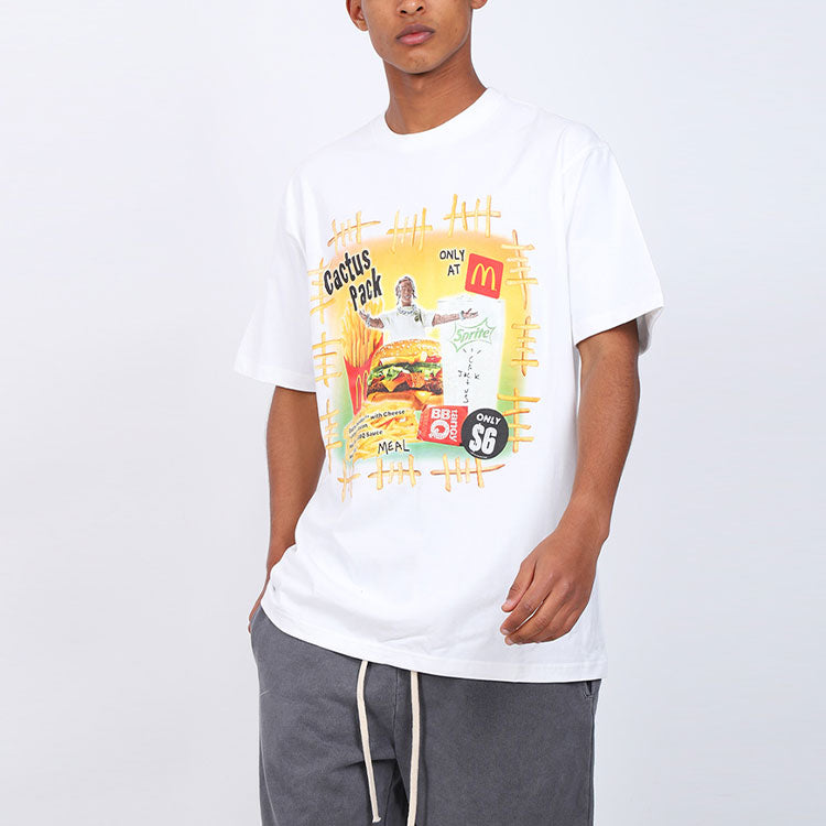 Men's Travis Scott x Mcdonald Crossover Fries Alphabet Short Sleeve White T-Shirt TC-259