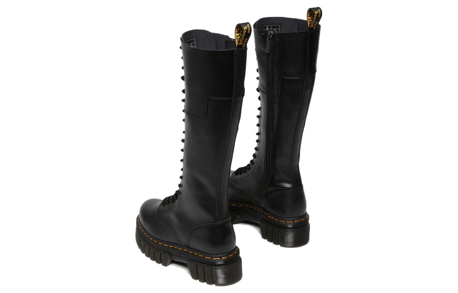 (WMNS) Dr.Martens Audrick 20-Eye Leather Knee High Platform Boots 'Black' 27953001