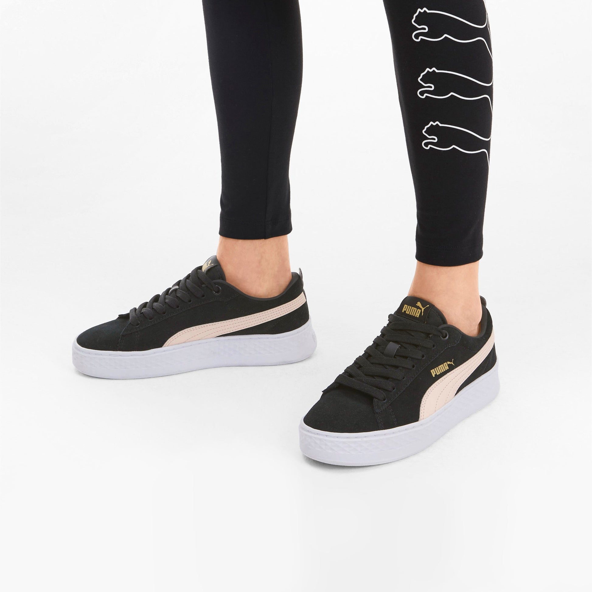 (WMNS) PUMA Smash Platform SD Black/Pink 366488-13
