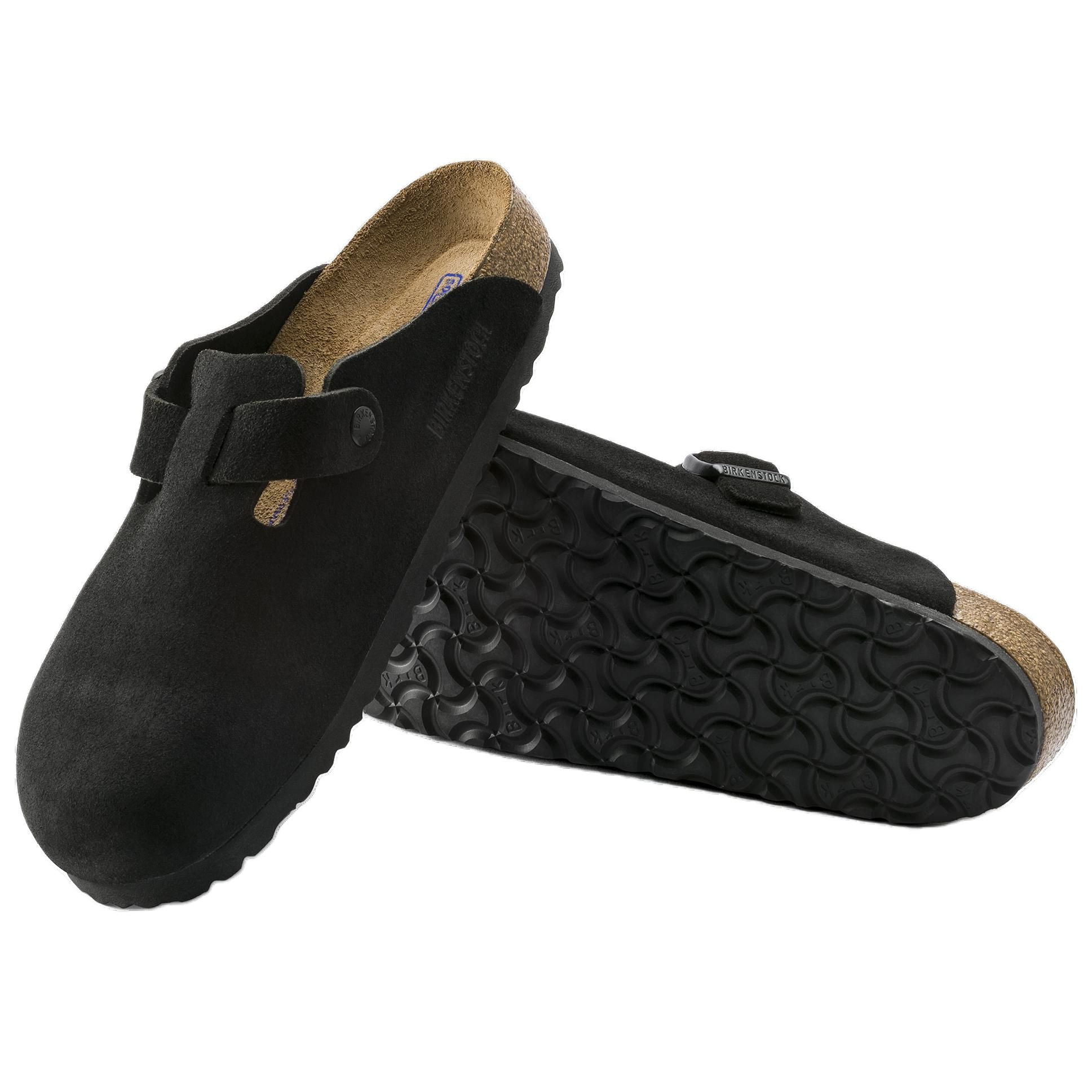 Birkenstock Boston Soft Footbed Suede Leather Sandals 'Black' 0660471