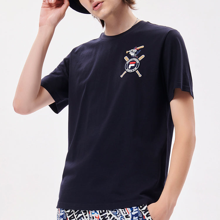 Men's FILA FUSION x staple Crossover Cartoon Printing Sports Round Neck Short Sleeve Legendary Blue T-Shirt T11M134104F-NV