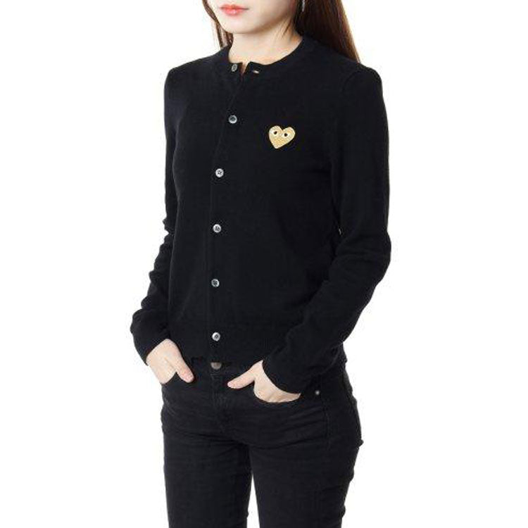 (WMNS) COMME des GARCONS PLAY Cardigan Gold Emblem 'Black' AZ-N049-051-1