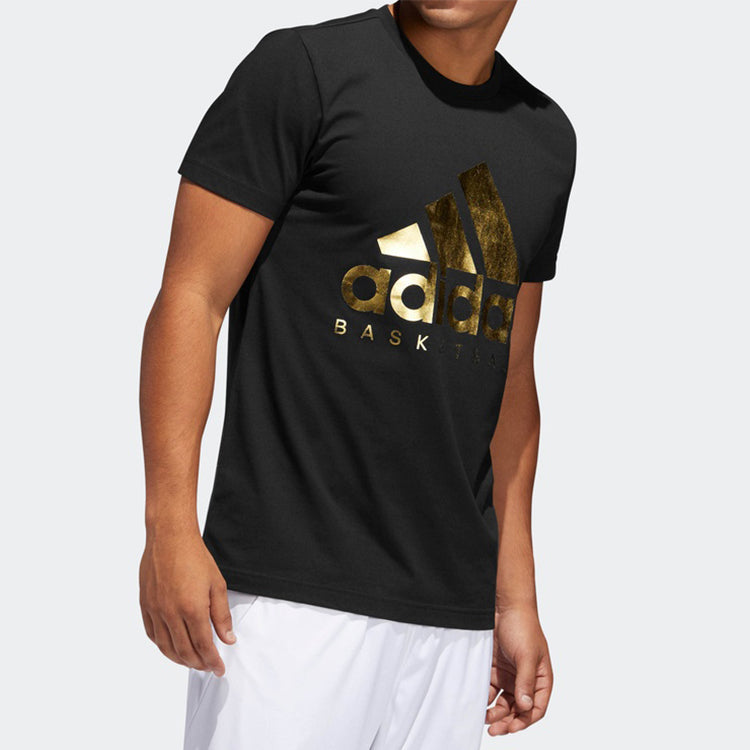 adidas Basketball Sports Alphabet Round Neck Short Sleeve Black DX0296