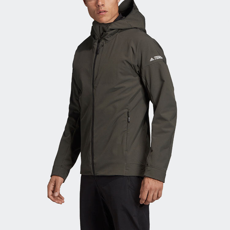 Men's adidas Solid Color Outdoor Jacket Dark Brown DZ2016