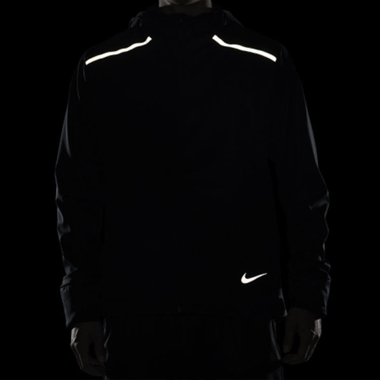 Nike Shield Reflective Zipper Sports Hooded Jacket Black BV4881-010