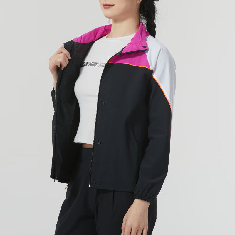 (WMNS) Under Armour Fitness Training Woven Jacket 'Black White Pink' 1368728-001