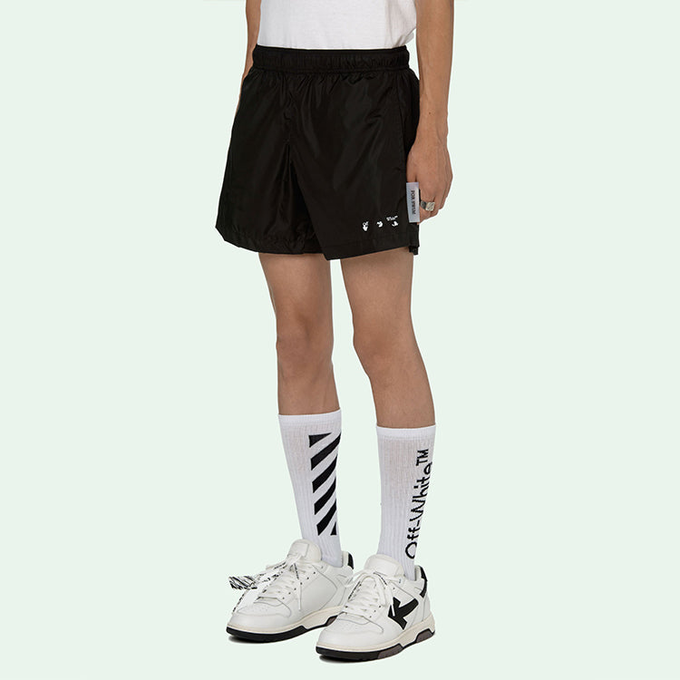 Men's Off-White SS21 Logo Shorts Black OMFA003R21FAB0011001