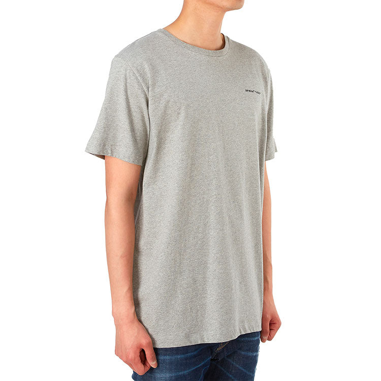 Off-White Chest Alphabet Logo Slim Fit Short Sleeve Gray OMAA027S191850220710