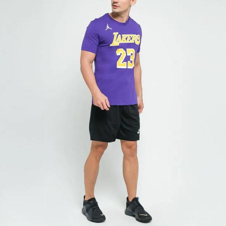 Air Jordan NBA Statement Edition Los Angeles Lakers LeBron James No. 23 Basketball Sports Short Sleeve Purple CV9987-551