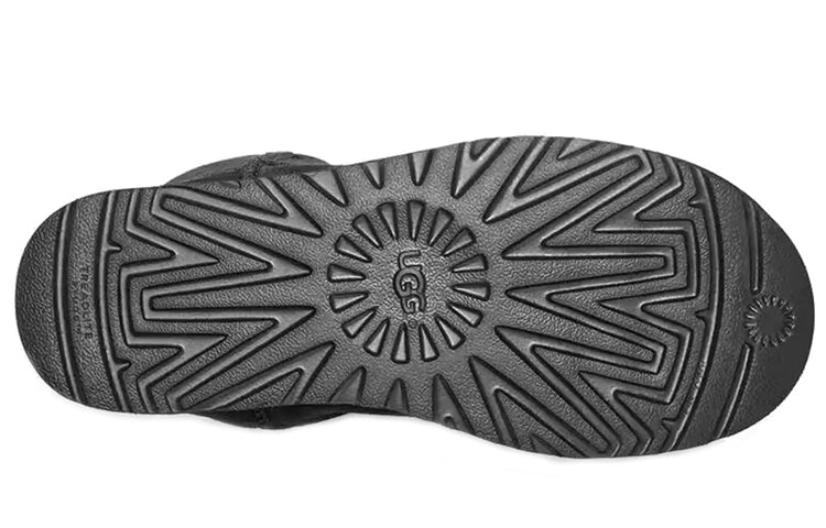 (WMNS) UGG Classic Short UGG Rubber Logo Snow Boots Black 1108230-BLK