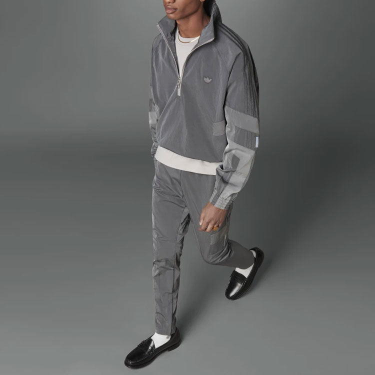 adidas originals Blue Version Series Casual Half Zipper Stand Collar Jacket Gray HD2233