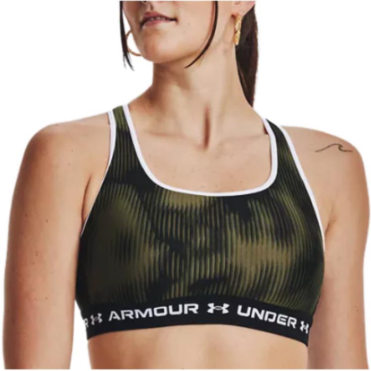 (WMNS) Under Armour Crossback Mid Printed Sports Bra 'Olive Green' 1361042-390