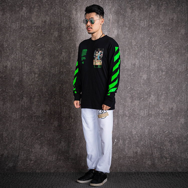 Off-White Printing Round Neck Long Sleeves Version Black OMAB001R201850141088