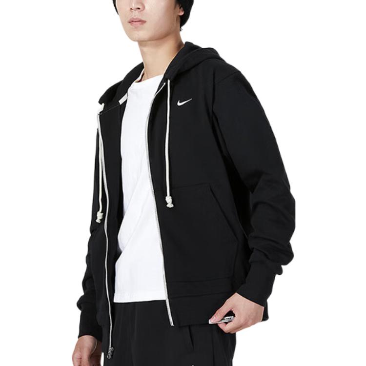 Men's Nike Solid Color Printing Logo Zipper Hooded Running Gym Jacket Black DQ5817-010