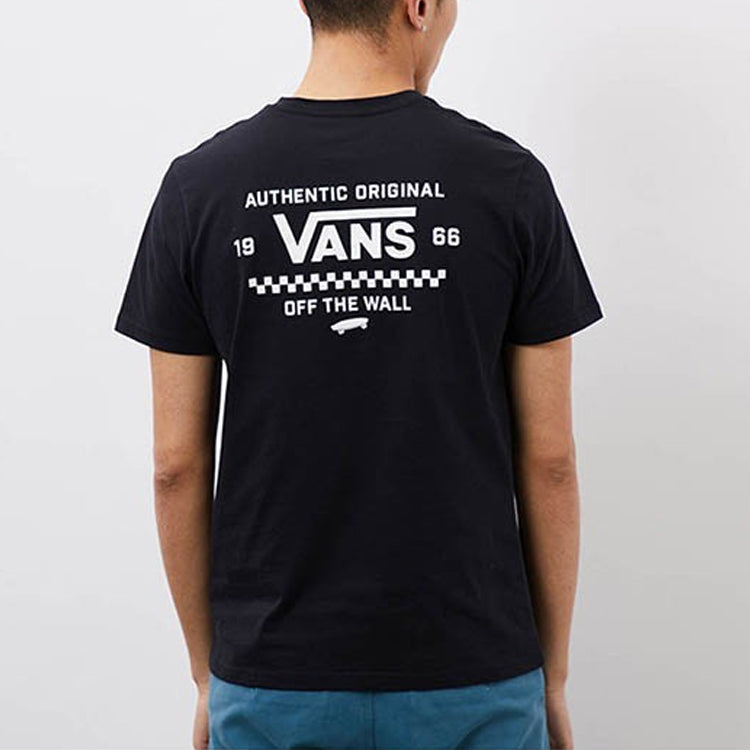 Men's Vans Alphabet Pattern Printing Loose Short Sleeve Black VN0A3ZN9BLK