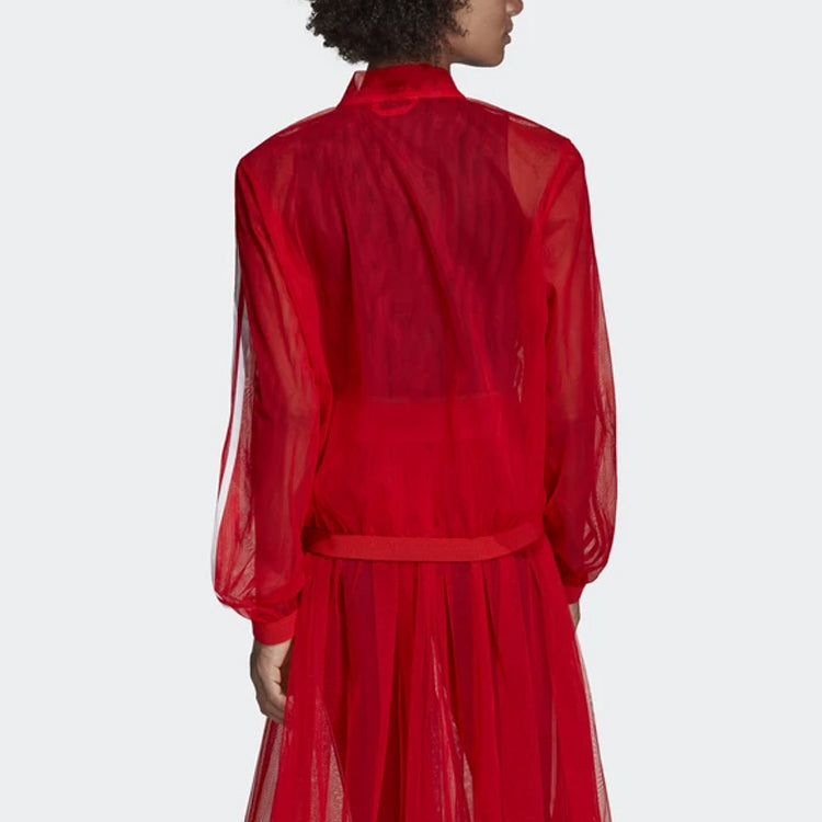 (WMNS) adidas Track Top Transparent Sports Jacket Red DW3890