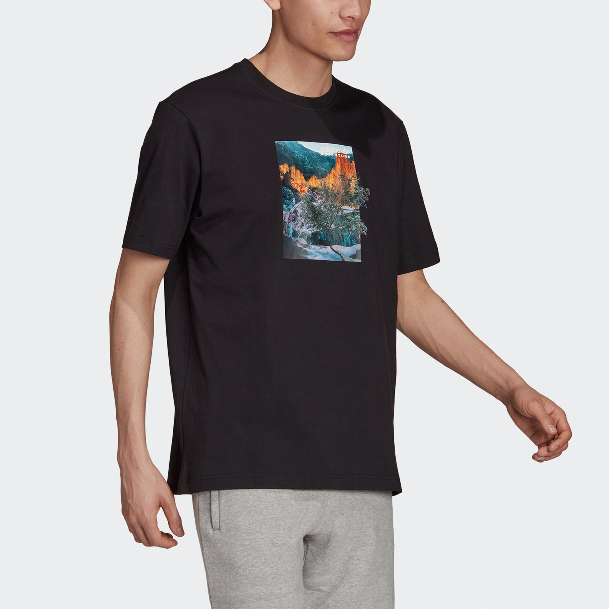adidas Adventure Landscape Graphic Tee 'Black' H09063