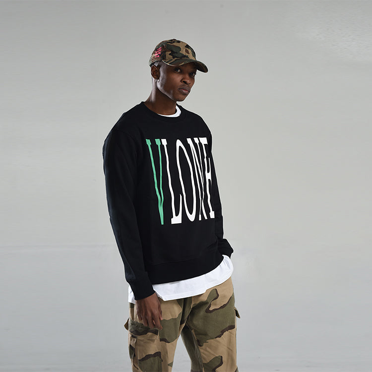 VLONE Staple- Crewneck Classic Printing Round Neck Couple Style Black Green 6941240931645