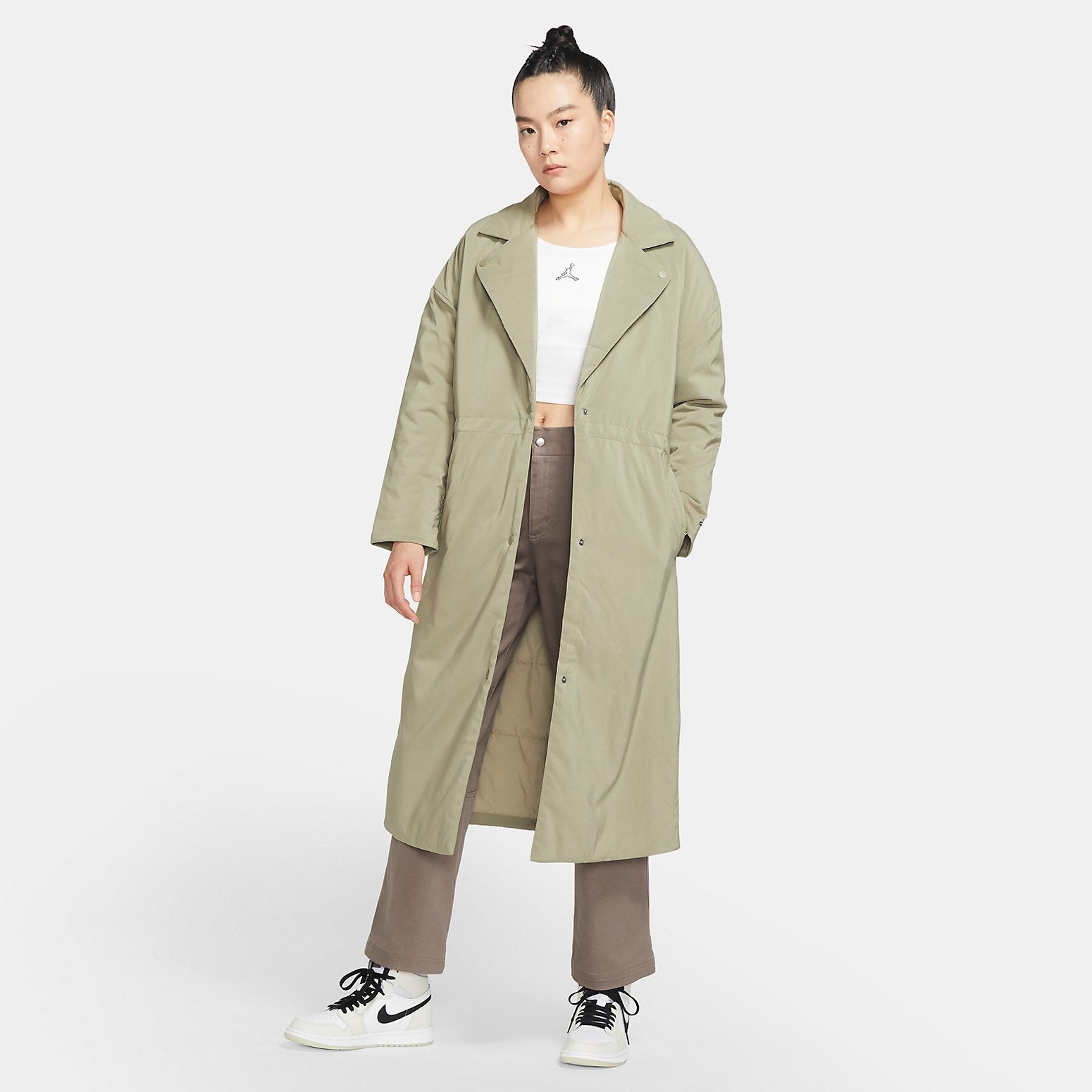 (WMNS) Air Jordan Flight Trench Coat 'Matte Olive White' DR0550-351