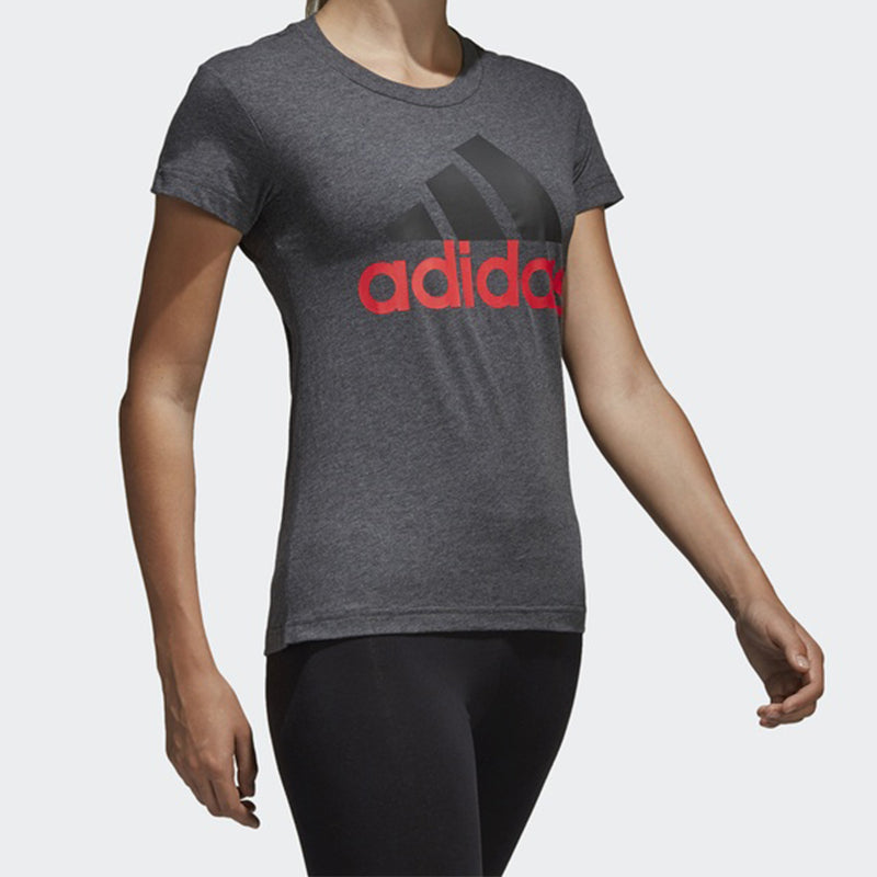 (WMNS) adidas Classic Large logo Printing Short Sleeve Gray CF8819