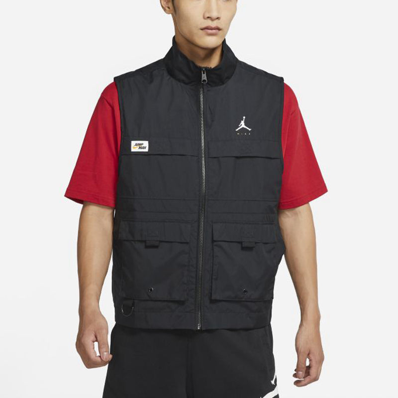 Men's Air Jordan Casual Alphabet Zipper Autumn Black Vest DC7305-010
