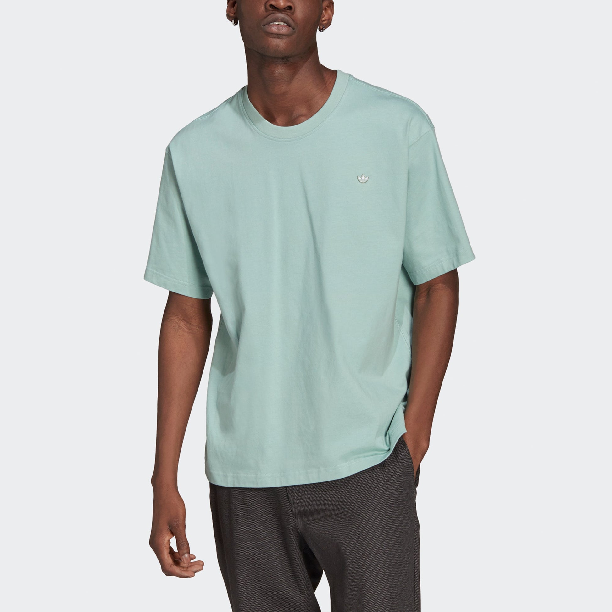 adidas originals Premium Tee Mini Logo Embroidered Sports Round Neck Short Sleeve Couple Style Green GN3377