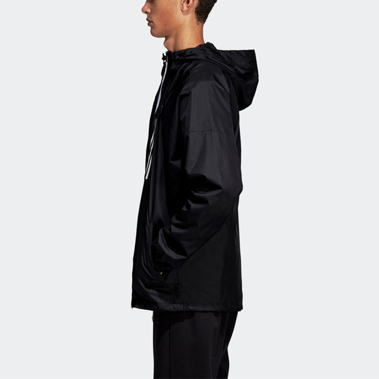 adidas WND JKT Casual Sports hooded Woven Jacket Black DZ0047