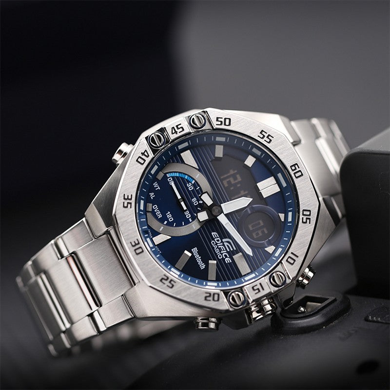 Casio Edifice Waterproof Analog-Digital Watch 'Marine Blue Silver' ECB-10D-2ADF
