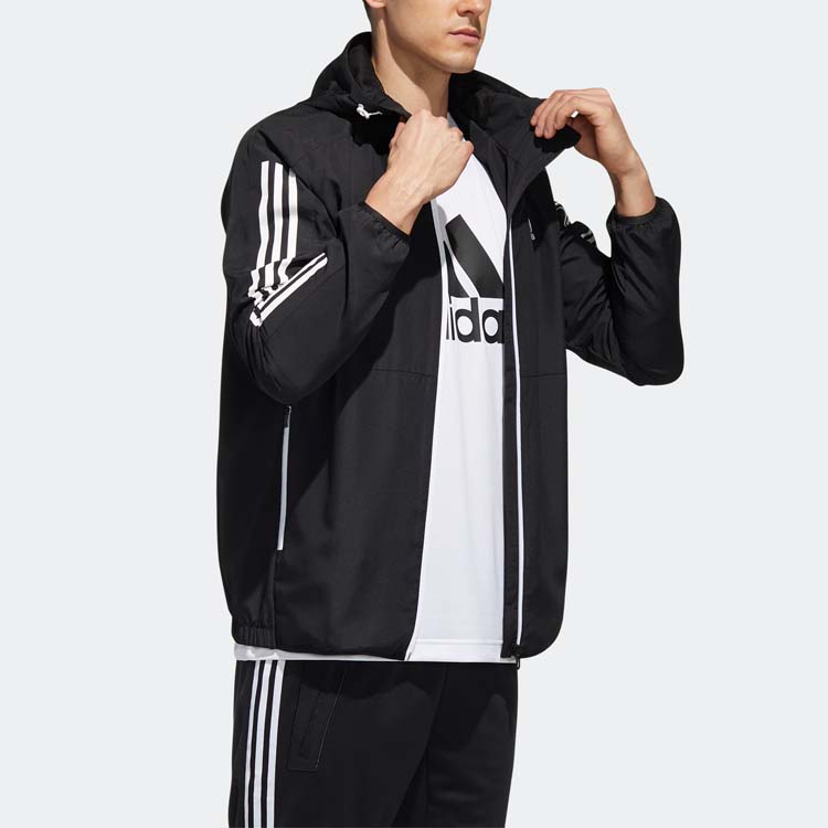 adidas Must Haves 3-Stripes Windbreaker - Black GF3962