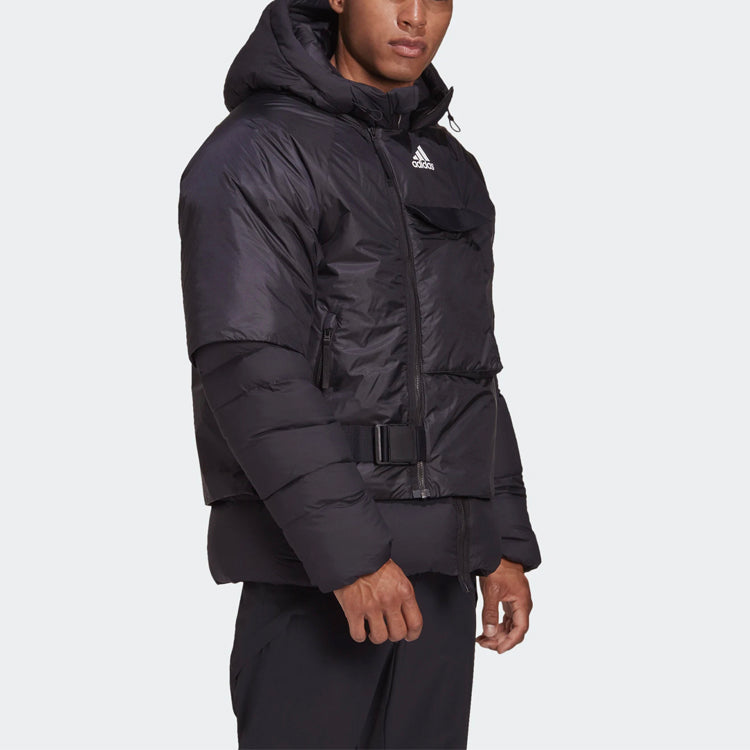 adidas Detachable hooded waterproof Down Jacket Black FT2421