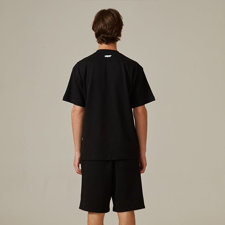 PJs Vigor Alphabet Pattern Printing Short Sleeve Unisex Black 20SSTS10332-P