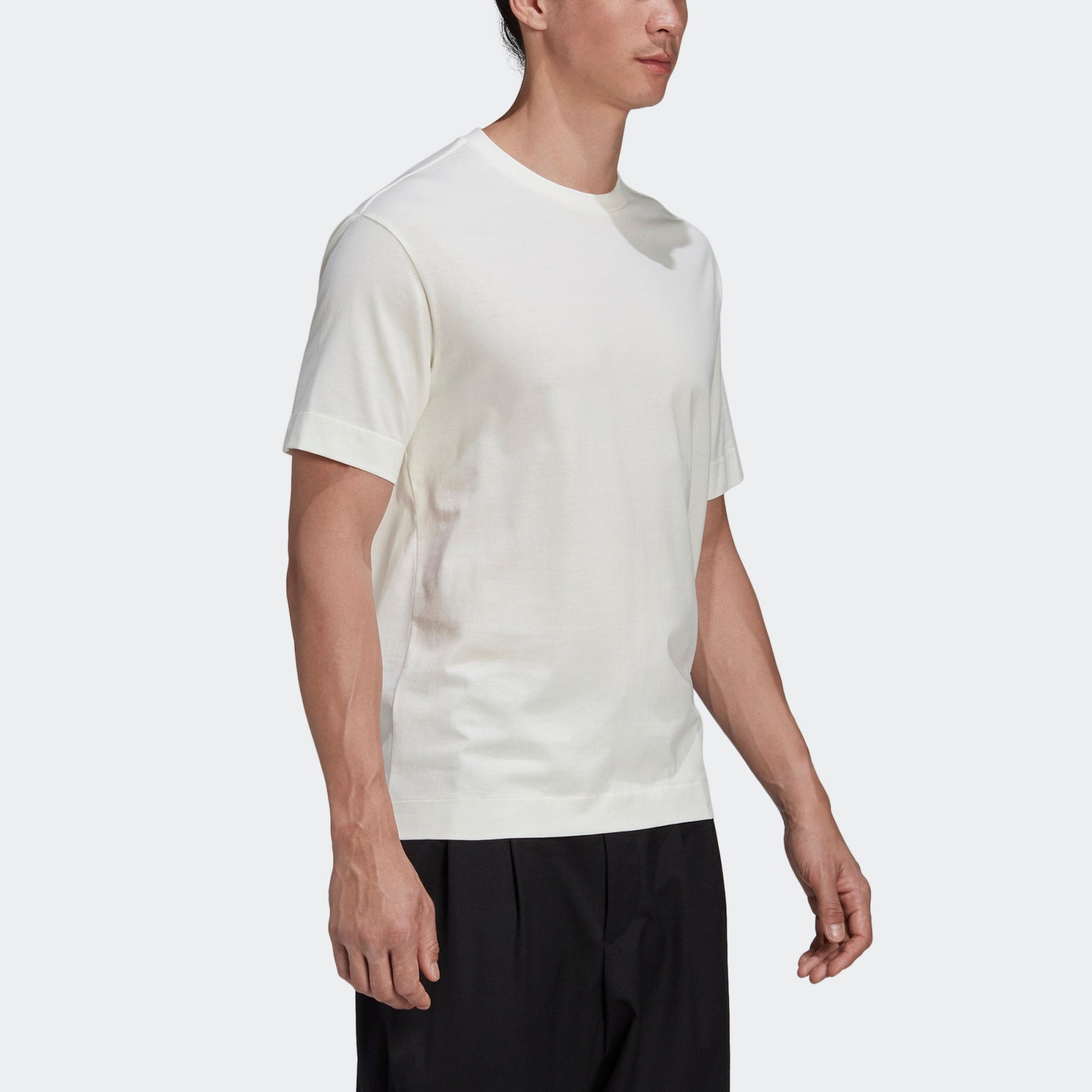 Men's Y-3 Back Large Logo Round Neck Short Sleeve White T-Shirt GK4360