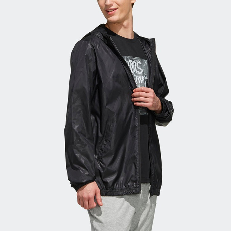 adidas neo Alphabet Geometry Pattern Loose Zipper Jacket Black EI4508
