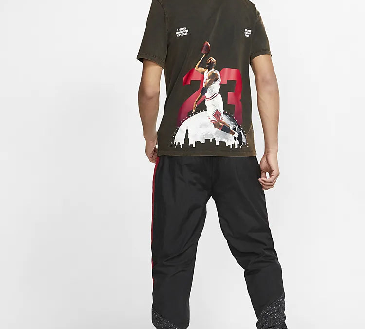 Air Jordan Back Printing Flying Man Retro Short Sleeve Distress Black AQ3735-010