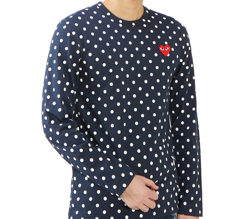 COMME des GARCONS PLAY Polka dots Printing Long Sleeves Tee 'Blue' AZ-T166-051-2