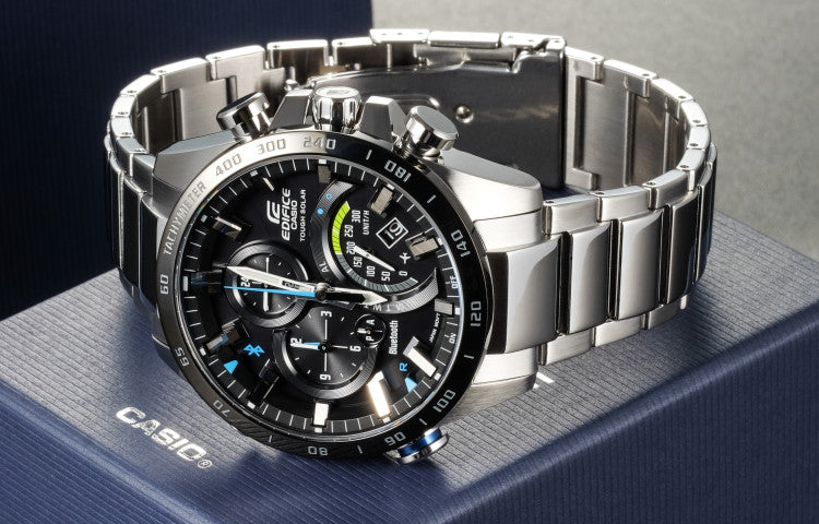 CASIO EDIFICE Quartz Waterproof Solar Powered Stainless Steel Strap Mens Black Analog EQB-501XYDB-1AMPR