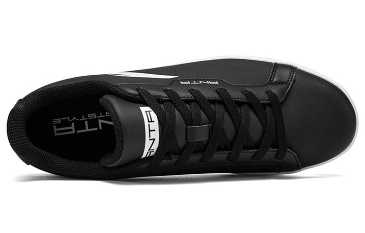ANTA Leather Skateboarding Shoes 'Black White' 912028003-1