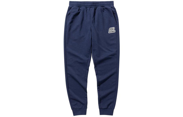 Skechers Logo Printed Knitted Tapered Sport Pants 'Black Navy Grey' L121M224