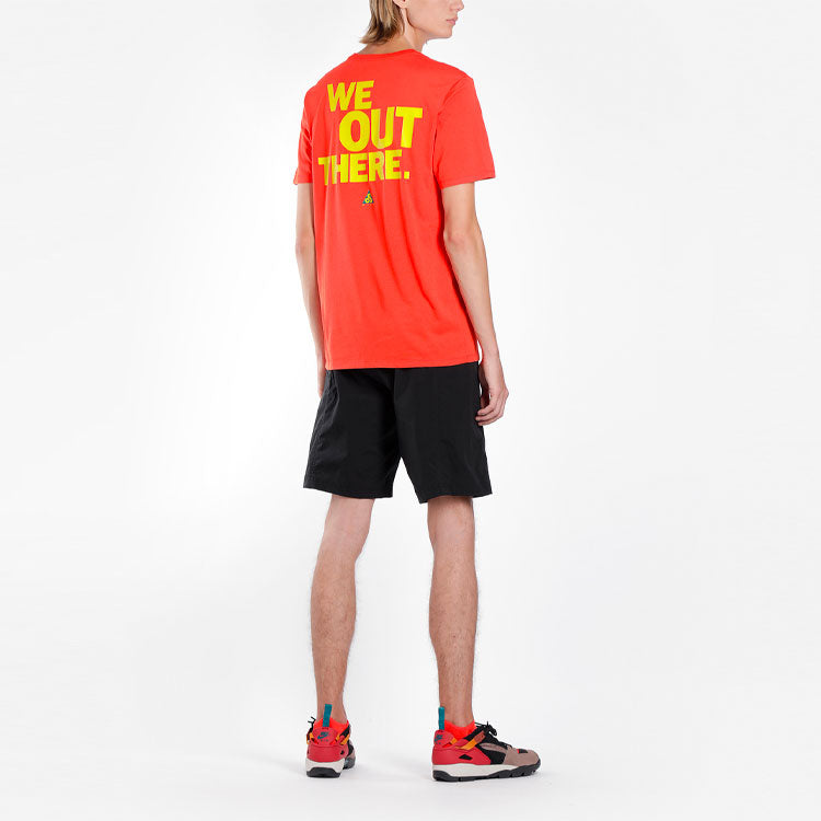 Men's Nike ACG Back Printing Short Sleeve Red T-Shirt AQ3951-634