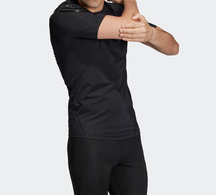 adidas Stripe Printing Training Short Sleeve Black DQ3563